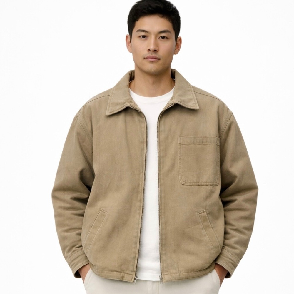 Vtg Pineapple Connection Sherpa Lined Canvas Jacket Mens S Tan Gorpcore Workwear